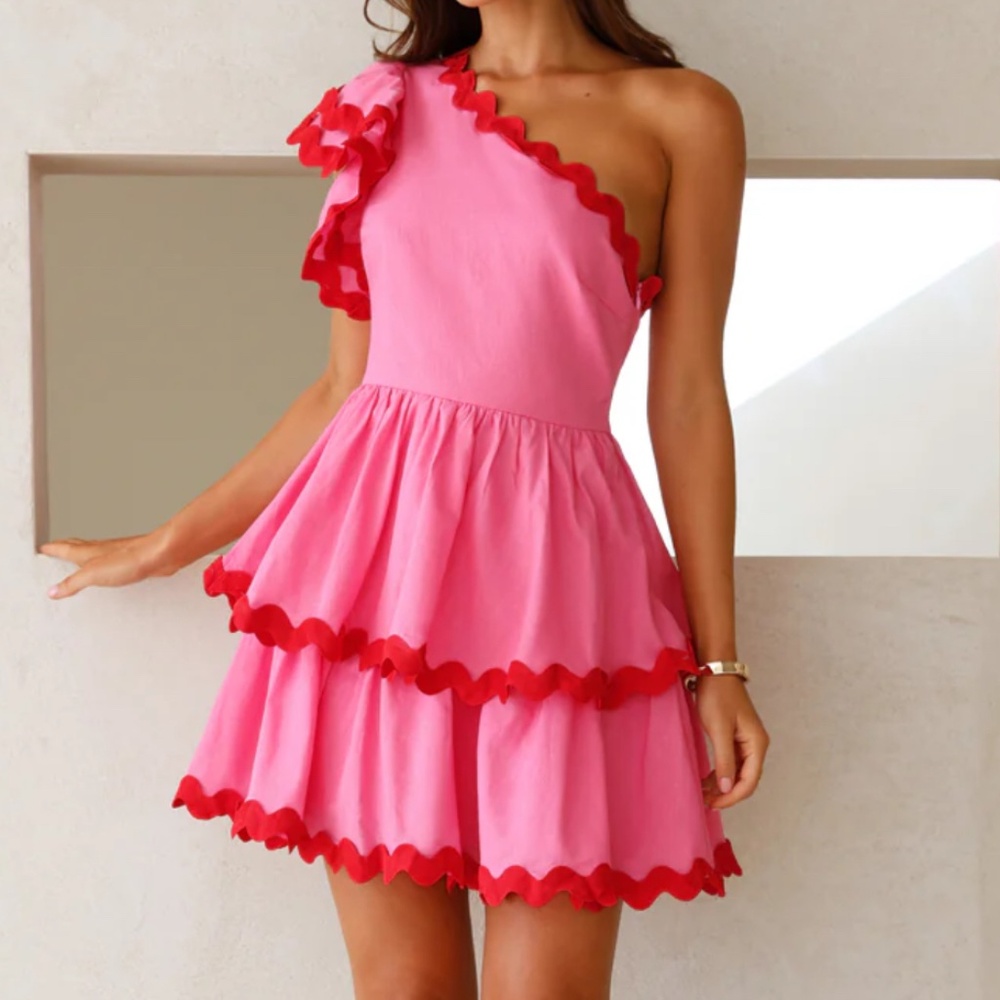 Events To Match One Shoulder Mini Dress Pink